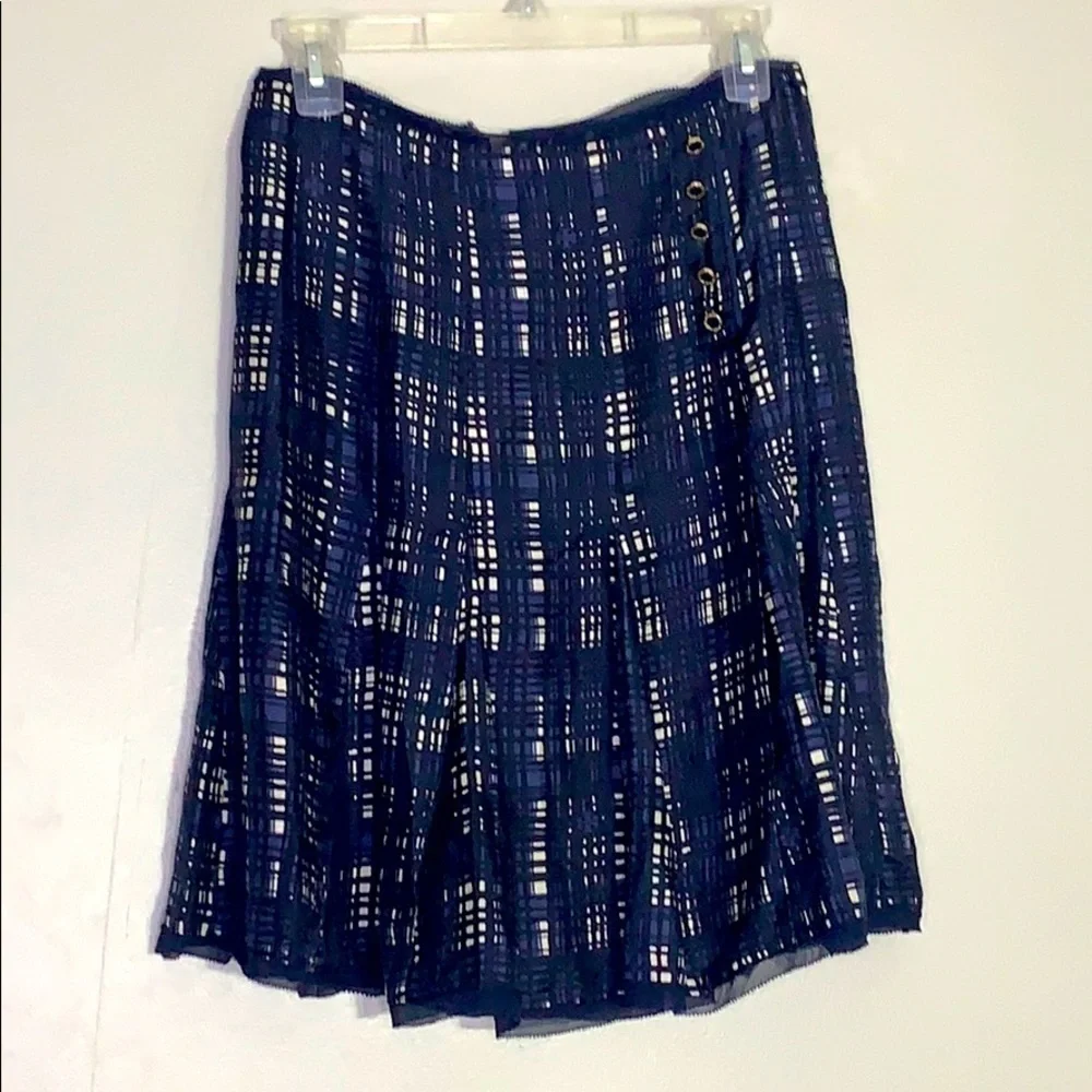 Tory Burch Silk Navy blue Academia Sway A line knee length skirt women’s size 2